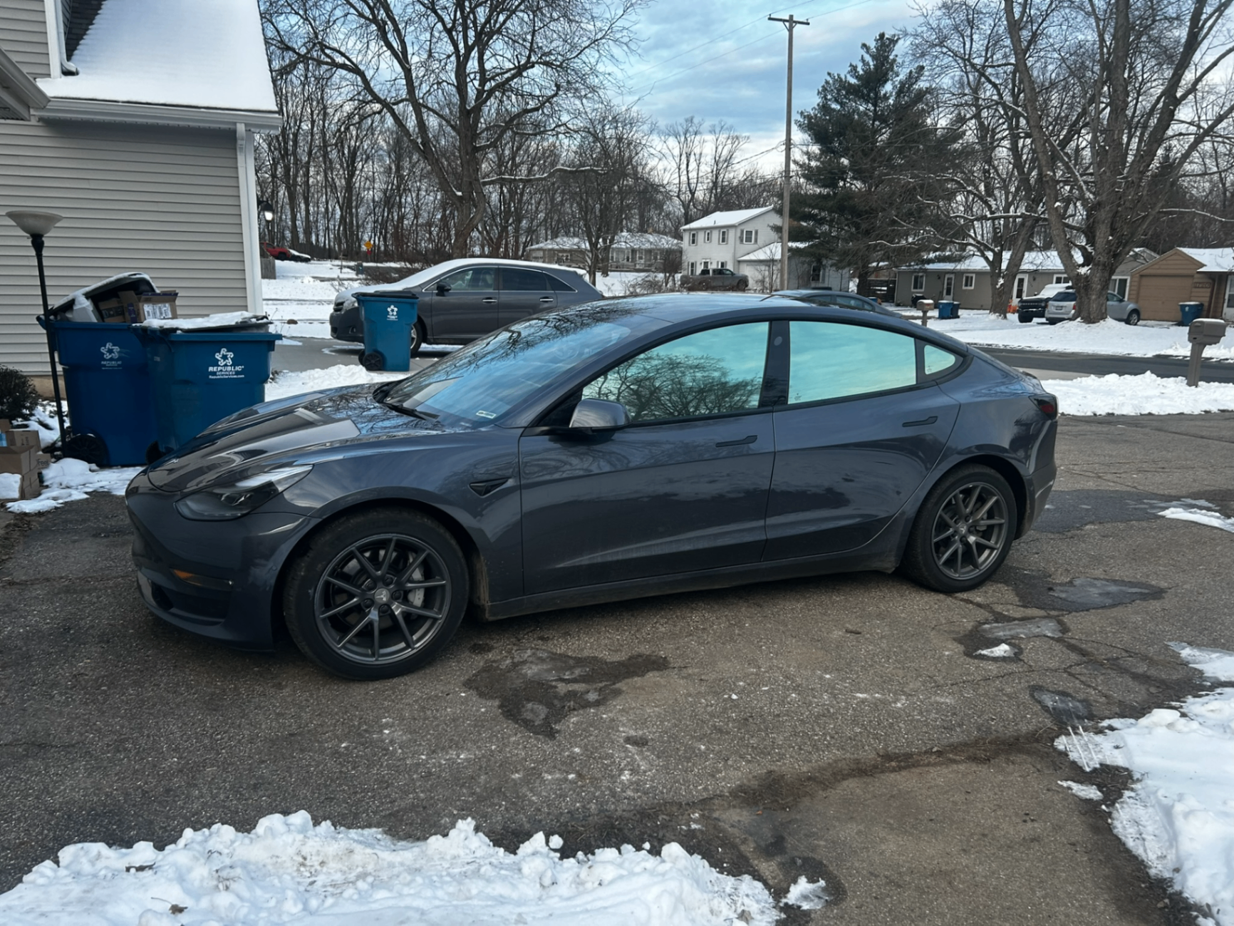 Tesla Model 3 with premium window tint by Midwest Tint & Trim
